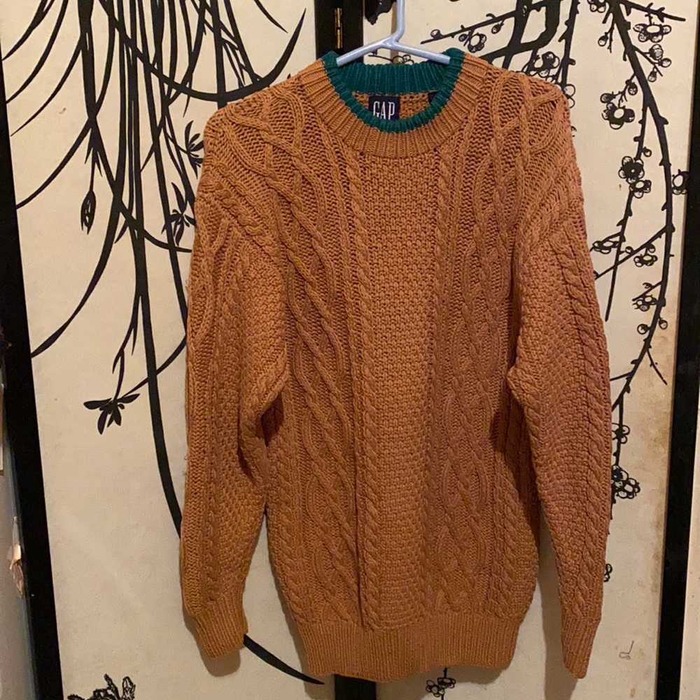 Gap Women’s Burnt Mustard Cable HandKnit Sweater Mini Dress Pullover
